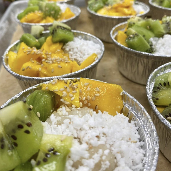 Pichi Pichi / Cassava Coconut Pudding Cup w Fresh Cut Tropical Fruit & Grated Coconut (VEGAN GLUTEN FREE)